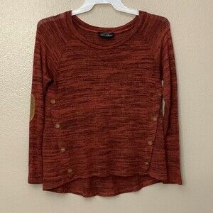 Sweet Wanderer pullover sweater elbow pads Button Side Accents Small Red